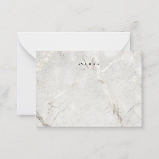 Parel Marmer Mannelijk dubbel monogram Notitiekaartje (Voorkant)