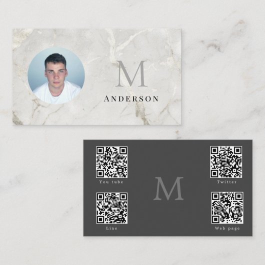 Parel Marmer Masculine foto arcode Visitekaartje (Voorkant / Achterkant)