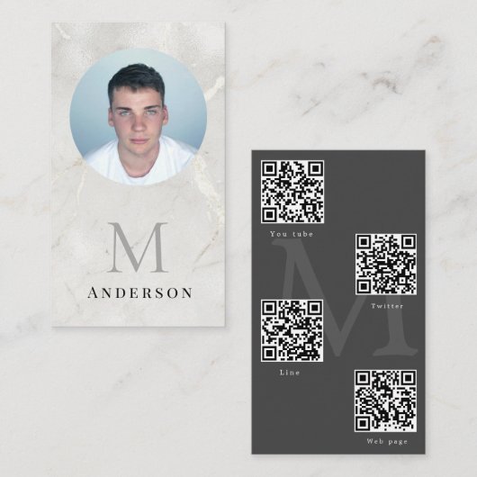 Parel Marmer Masculine foto arcode Visitekaartje (Voorkant / Achterkant)
