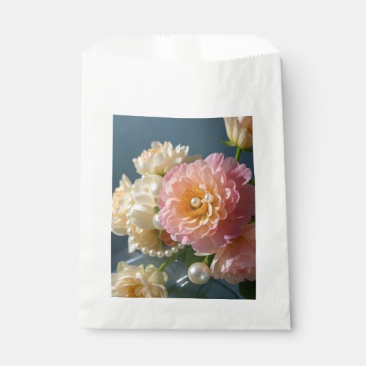 Parel met roze bloemen bedankzakje (Voorkant)