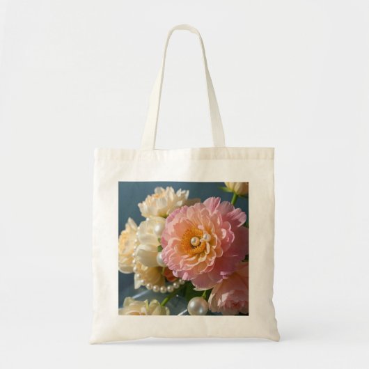 Parel met roze bloemen tote bag (Voorkant)