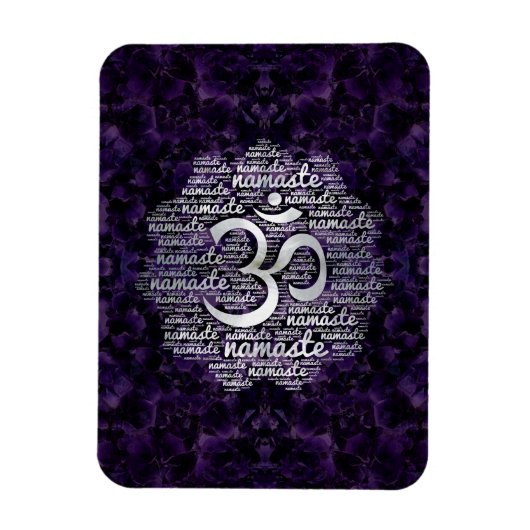 Parel Namaste Word Art in Lotus met OM symbool Magneet (Verticaal)