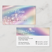 Parel pastel regenboog glitter visitekaartje (Voorkant / Achterkant)