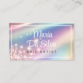 Parel pastel regenboog glitter visitekaartje