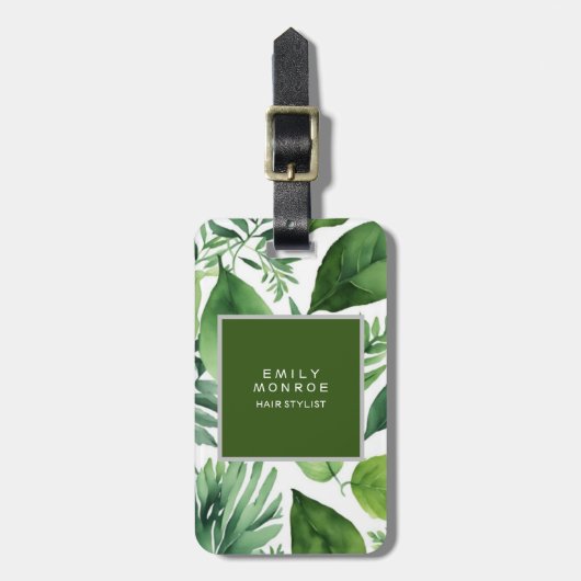 Parel Plain Moderne Minimalistische Bloemen Groen Bagagelabel (Voorkant verticaal)