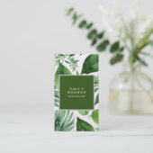 Parel Plain Moderne Minimalistische Bloemen Groen Visitekaartje (Staand voorkant)