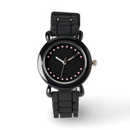 Parel Polshorloge (Zwart & Roze) Horloge