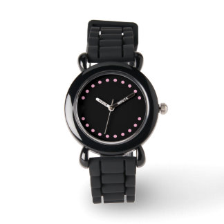Parel Polshorloge (Zwart & Roze) Horloge