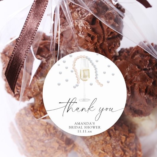 Parel & Prosecco - bedankt bruidsfeest Ronde Sticker