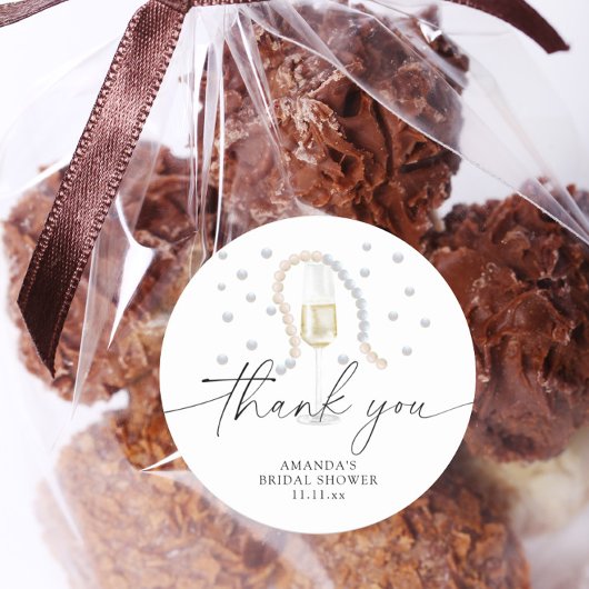 Parel & Prosecco - bedankt bruidsfeest Ronde Sticker