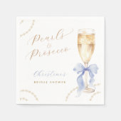 Parel & Prosecco Blauwe Bruiloftservies Servetten (Voorkant)