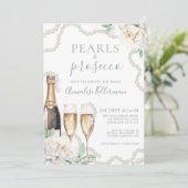 Parel & Prosecco Bloemrijke Bruidsdouche Kaart (Staand voorkant)