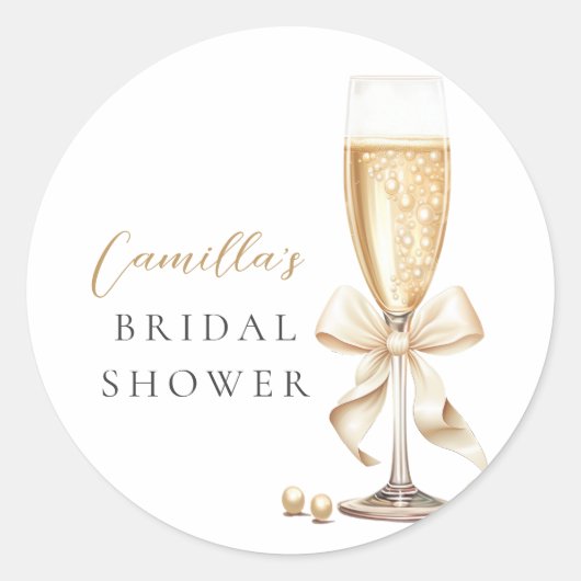 Parel & Prosecco Boog Bruidsmeisjesfeest Ronde Sticker (Voorkant)
