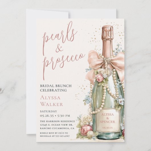 Parel & Prosecco Bruidsbrunch Kaart (Voorkant)