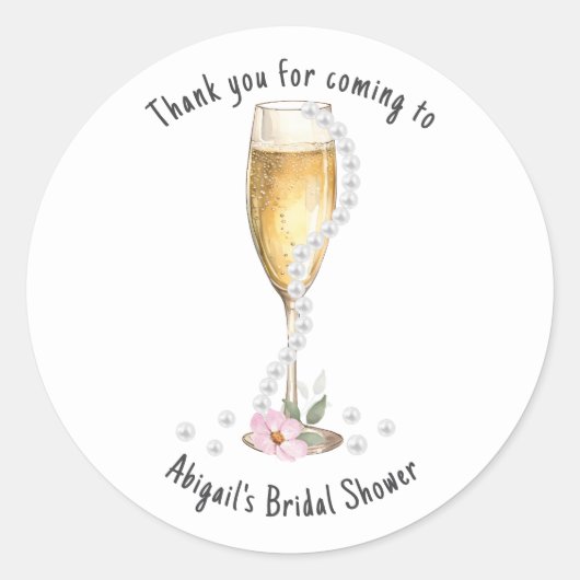 Parel & Prosecco Bruidsdiner Bedankt Ronde Sticker (Voorkant)