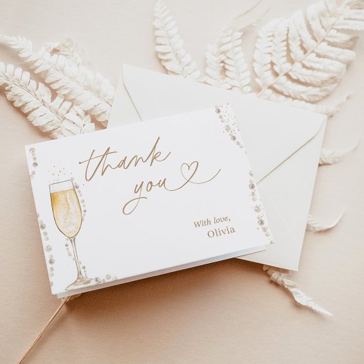 Parel & Prosecco Bruidsdiner Dankkaart Bedankkaart