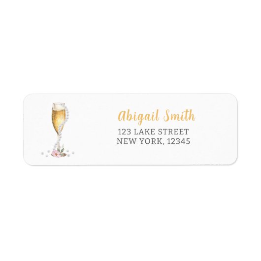 Parel & Prosecco Bruidsdiner Retouradres Etiket (Voorkant)