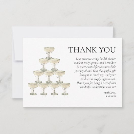 Parel & Prosecco Bruidsfeest Bedankkaart (Voorkant)