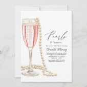 Parel & Prosecco Bruidsfeest Kaart (Voorkant)