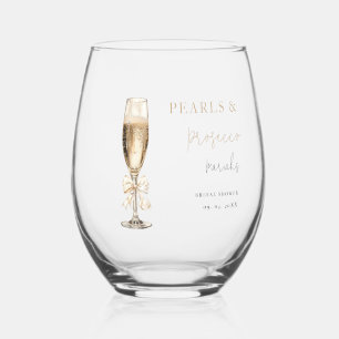 Parel & Prosecco Bruidsfeest Wijnglas Zonder Voet