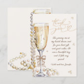 Parel & Prosecco Bruidsmeisje Uitnodiging Bedankt (Voorkant / Achterkant)