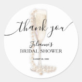 Parel & Prosecco Bruidsmeisjelfeest Dank Je Ronde Sticker (Voorkant)