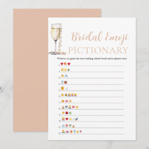 Parel & Prosecco Bruiloft Emoji Pictionary Kaart