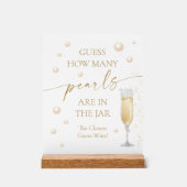 Parel Prosecco Bruiloft Feest Raad Hoeveel Parels Acryl Bord (Voorkant)