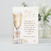Parel & Prosecco Bruiloftsborrel Dank Je Bedankkaart (Staand voorkant)