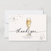 Parel & Prosecco Bruiloftsfeest Bedankkaart Kaart (Voorkant)
