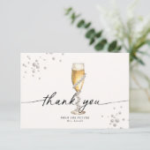 Parel & Prosecco Bruiloftsfeest Bedankkaart Kaart (Staand voorkant)