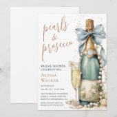 Parel & Prosecco Bruiloftsfeest Kaart (Voorkant / Achterkant)