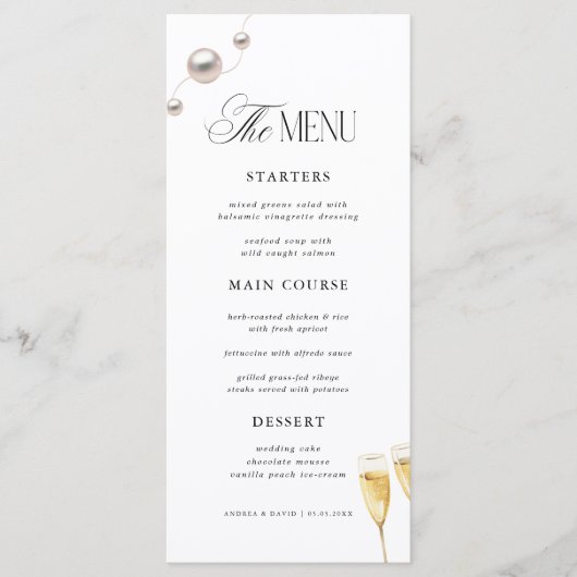 Parel & Prosecco Bruiloftsfeest Menu (Voorkant)
