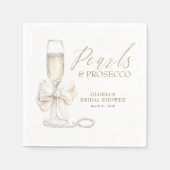 Parel & Prosecco Bruiloftsfeest Witte Strik Servet (Voorkant)