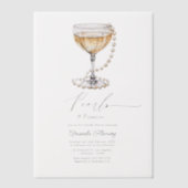 Parel & Prosecco Champagne Bruidsfeest Vellum Uitnodigingen (Voorkant)