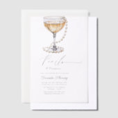 Parel & Prosecco Champagne Bruidsfeest Vellum Uitnodigingen (Offset)