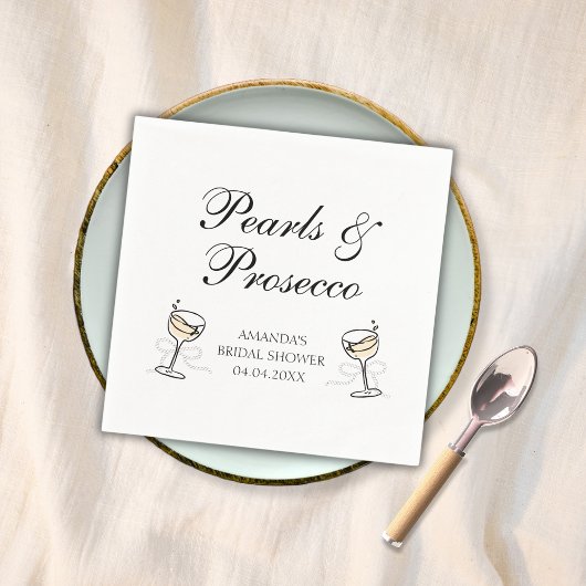 Parel & Prosecco Elegante Bruidsdouche Servet