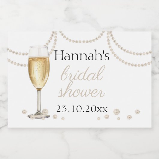 Parel Prosecco elegante Bruidsfeest mini-bubbels Sparkling Wijnetiket (Enkel label)