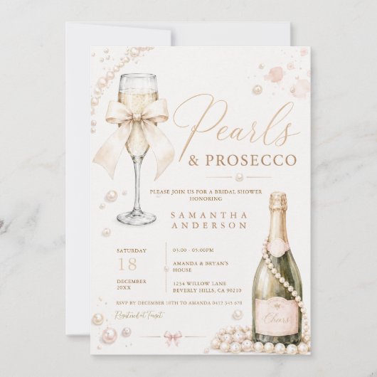 Parel & Prosecco Elegante Coquette Kaart (Voorkant)