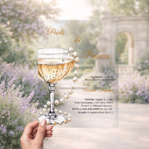 Parel Prosecco elegante luxe Bruidsdouche Acryl Uitnodigingen