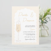 Parel & Prosecco Golvende Boog Bruidsdouche Kaart (Staand voorkant)