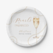 Parel & Prosecco Gouden Bruids-Shower Papieren Bor Bordje (Voorkant)