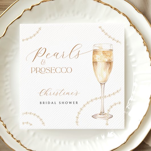 Parel & Prosecco Gouden Bruids-Shower Servetten