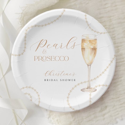 Parel & Prosecco Gouden Bruidsfeest Papieren Borde Bordje