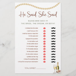 Parel & Prosecco Hij, Zij Zei Bruidsfeest Spel