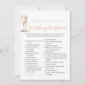 Parel- & Prosecco-huwelijkstradities Bruidspeel Kaart (Voorkant)