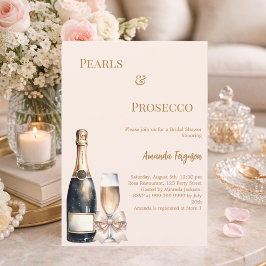 Parel Prosecco ivoor blush strik Bridal Shower Kaart