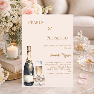 Parel Prosecco ivoor blush strik Bridal Shower Kaart