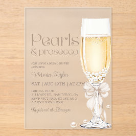 Parel Prosecco Lint Bruidsdouche Acryl Uitnodigingen
