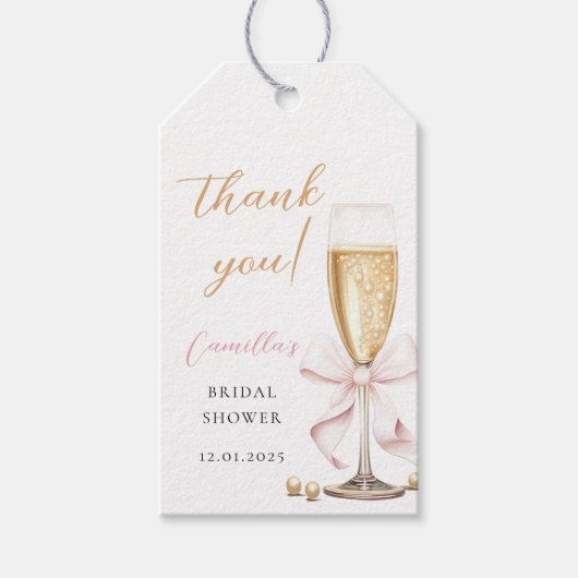Parel & Prosecco Lint Bruidsdouche Cadeaulabel (Voorkant)